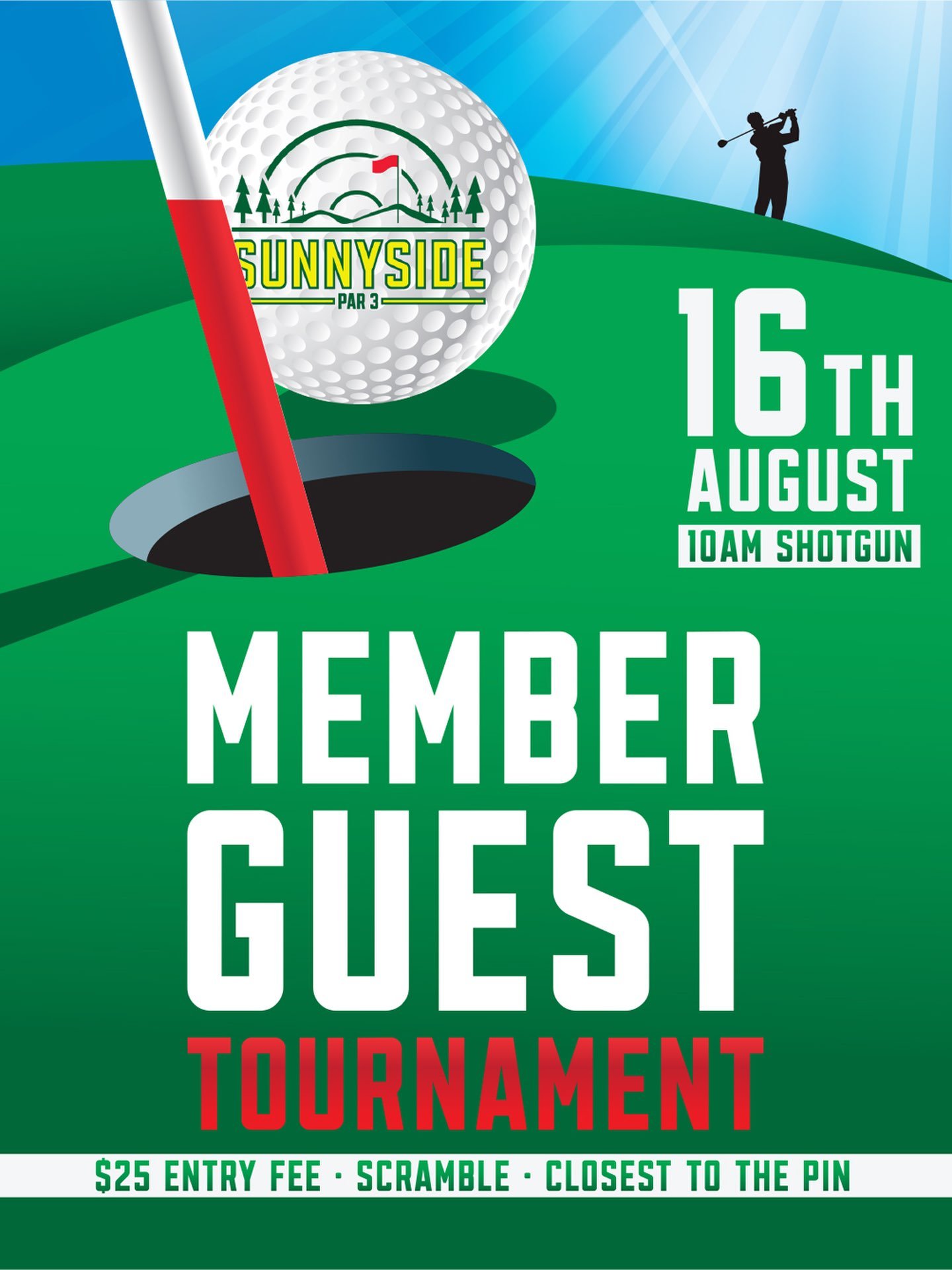 Every great golf story starts with one phone call.

Grab your favorite playing partner, family member, friend, neighbor, or coworker and join us for our annual Member Guest Tournament on Saturday, August 16!

🏌️ 10:00 AM Shotgun Start
⛳ Scramble For
