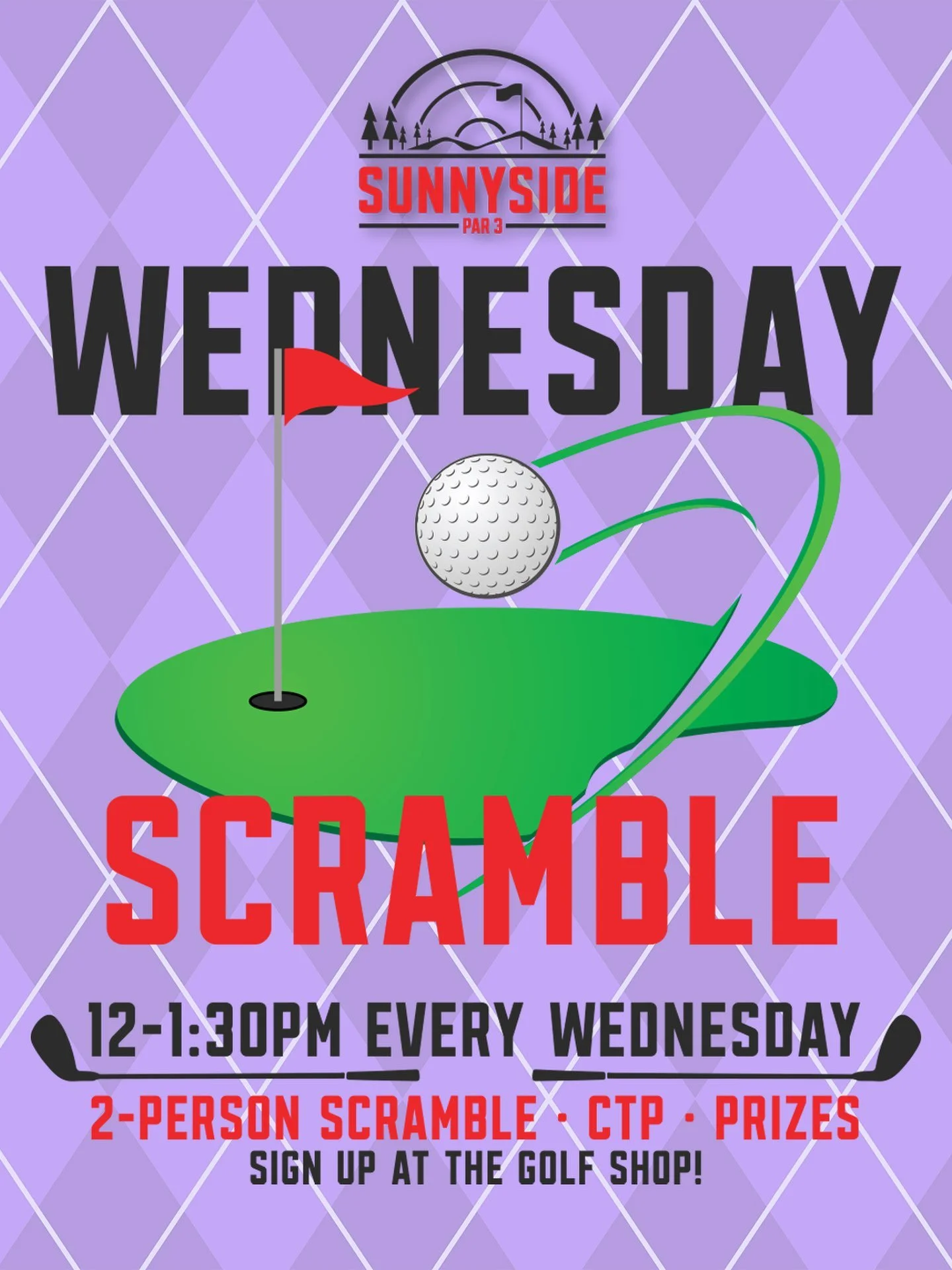 There are worse ways to spend a Wednesday afternoon. ⛳️

Grab a partner and join us for the Wednesday Scramble from 12&ndash;1:30 PM at Sunnyside Par 3!

🏌️ 2-person scramble
🎯 Closest to the pin
🏆 Prizes
📝 Sign up in the golf shop

A little golf