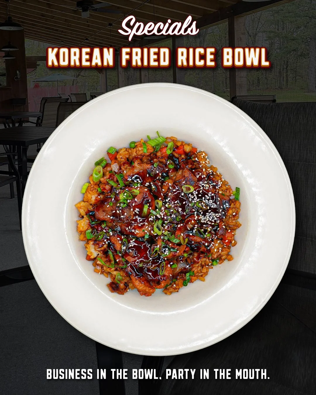 There&rsquo;s fried rice, and then there&rsquo;s what we did to fried rice. 🥢

The Korean Fried Rice Bowl starts with seasoned white rice saut&eacute;ed with carrots, peas, white onion, teriyaki and soy sauce, then gets topped with Korean BBQ pork, 