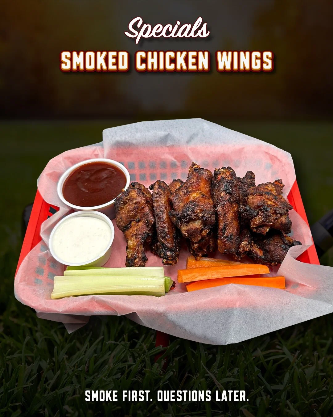 They&rsquo;ve been on the specials board so long, we figured the Smoked Chicken Wings deserved a little attention of their own. 🍗

Slow-smoked and served with your choice of wing sauce, plus ranch or blue cheese on the side. Simple, smoky, and appar
