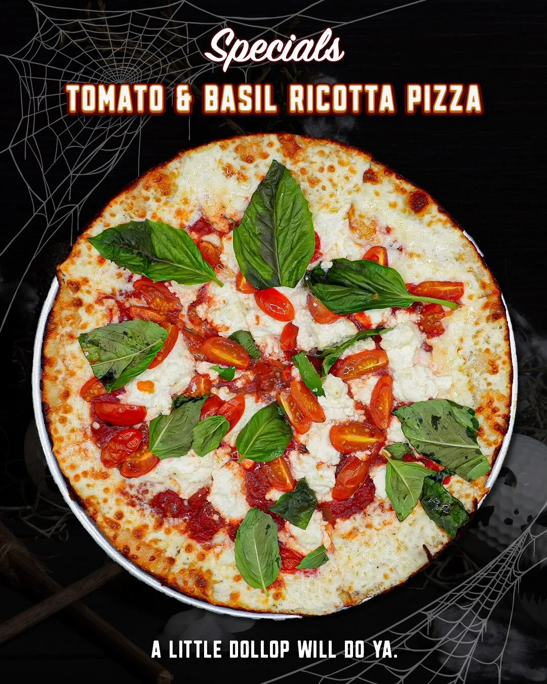 This pie doesn&rsquo;t need a gimmick. 🍕

The Tomato &amp; Basil Ricotta Pizza keeps things simple with a marinara base, mozzarella, creamy ricotta, cherry tomatoes, and basil.

A little sweetness from the tomatoes, plenty of cheese, fresh basil, an