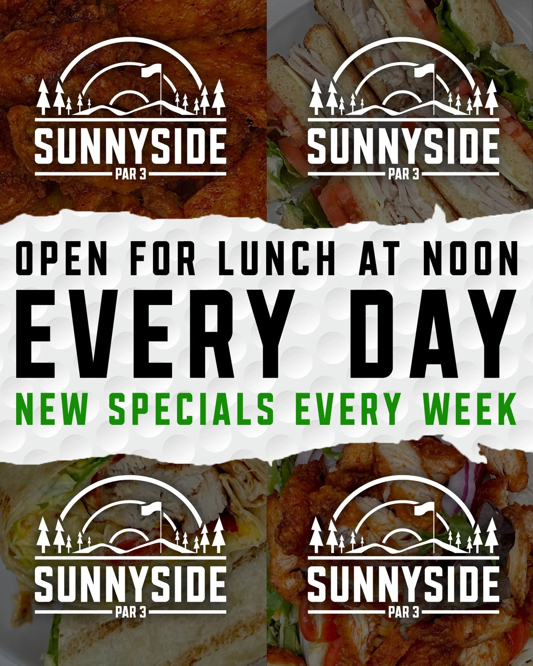 Your lunch break deserves better than a sad sandwich at your desk. 😂🥪

Did you know that Sunnyside Par 3 is OPEN FOR LUNCH 7 DAYS A WEEK starting at NOON? Because apparently we haven&rsquo;t been yelling that loud enough.
We&rsquo;re talking burger