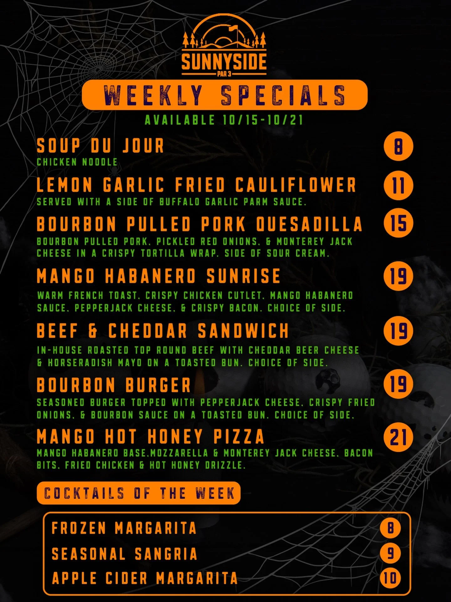 The temperatures are dropping, but the kitchen at Sunnyside isn&rsquo;t cooling off anytime soon. 🍂🔥

We&rsquo;ve got a fresh lineup of specials, and there&rsquo;s a little bit of everything on the menu!

Starting things off, Lemon Garlic Fried Cau