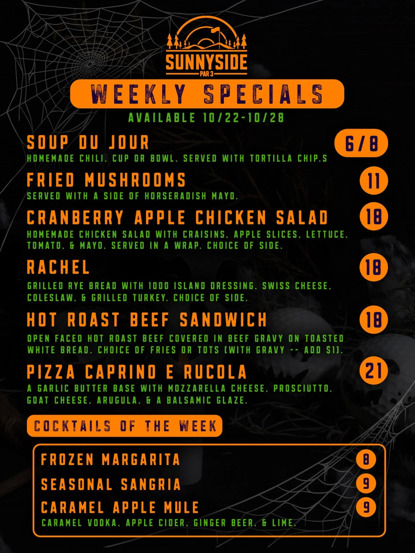 The new specials have arrived at Sunnyside! And with Halloween creeping up, we&rsquo;ve got a lineup that&rsquo;s looking frighteningly good. 🎃👻

Here&rsquo;s what&rsquo;s cooking in the kitchen!

🥣 Homemade Chili: Because soup season is officiall
