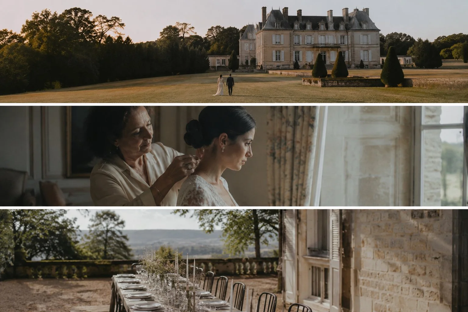 An elegant destination wedding in a French château featuring refined bridal preparations, timeless architecture, intimate portraits and an outdoor reception inspired by the art of French entertaining.