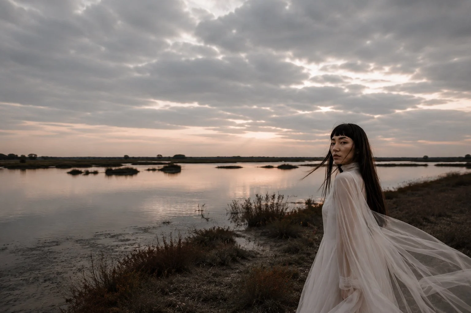 Editorial bridal portrait during a luxury destination wedding in the Camargue, France.