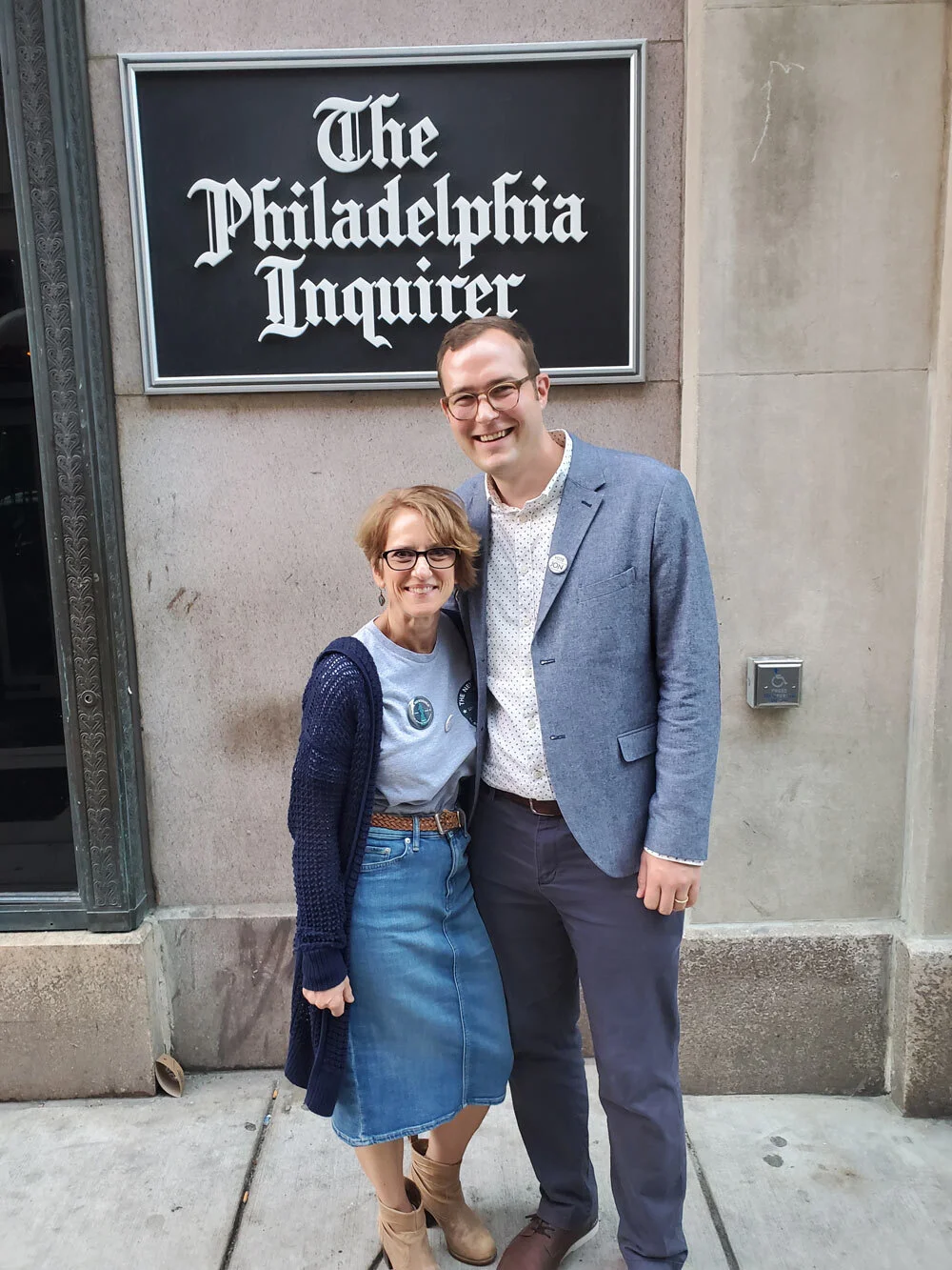 Diane and Jon outside The Philadelphia Inquirer