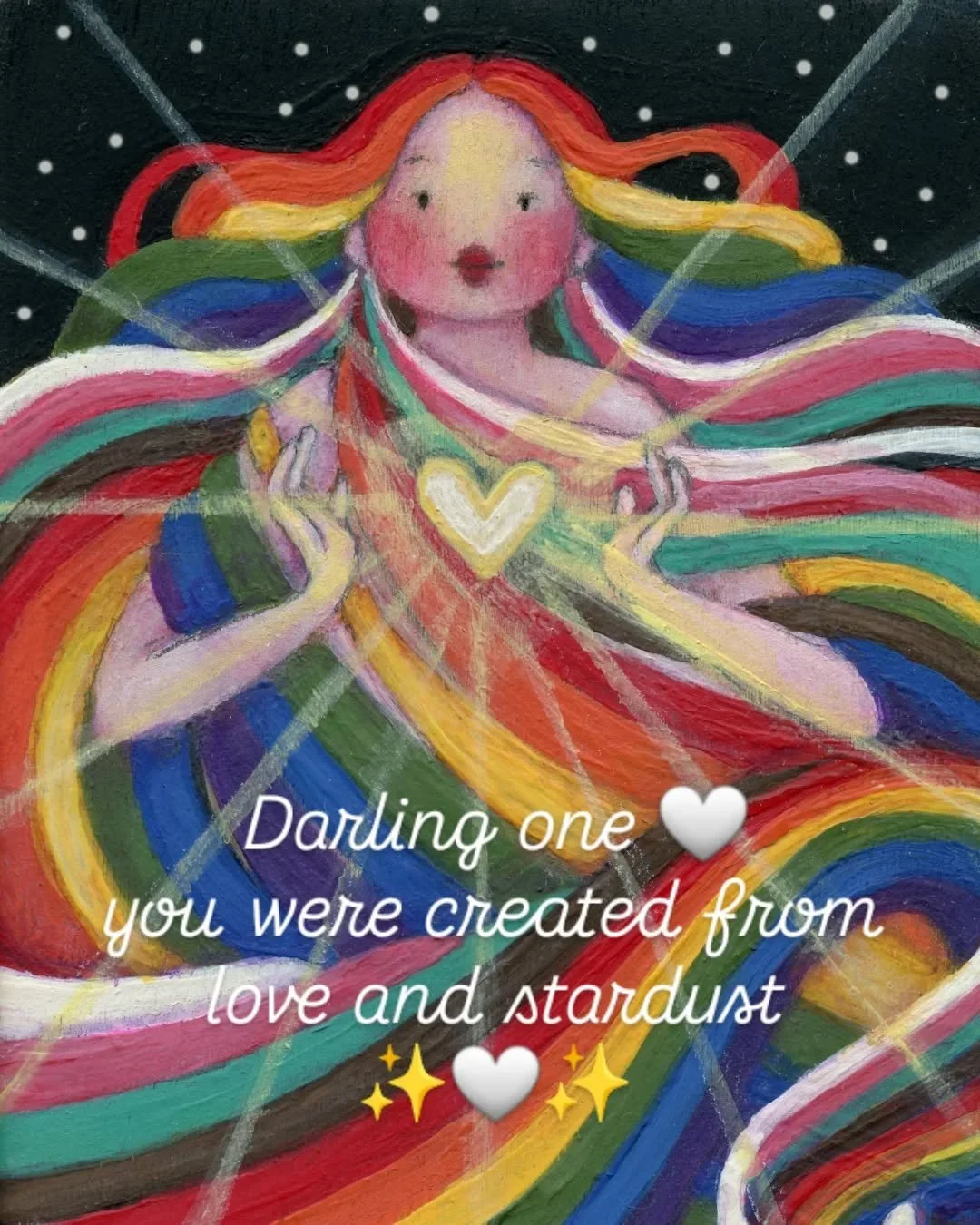 Darling one, you were created from love and stardust, and your true soul shines like a perfect, radiant star ✨️🤍✨️ Wrap yourself in all that makes you such a unique and extraordinary treasure~ this is fuel for the star-fire that makes your star glow