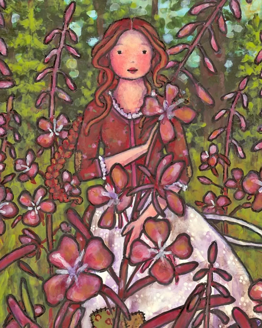 Fireweed&nbsp;💖🌸💖
One of the first wildflowers to bloom after a fire, she grows tall in bright sunlight 🌸 Though patched and barefoot, she holds hope that the forest will grow again&nbsp;💖🌸💖

Find archival prints, posters, and more wildflowers