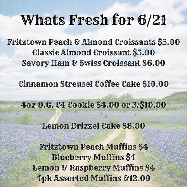 Hey folks, we hope that y&rsquo;all are all hanging in there! Here&rsquo;s what&rsquo;s fresh for Sunday June 21 at the @pedernalesfarmersmarket We&rsquo;ve been getting so many requests for our huge muffins, that I decided to bring them out to play 