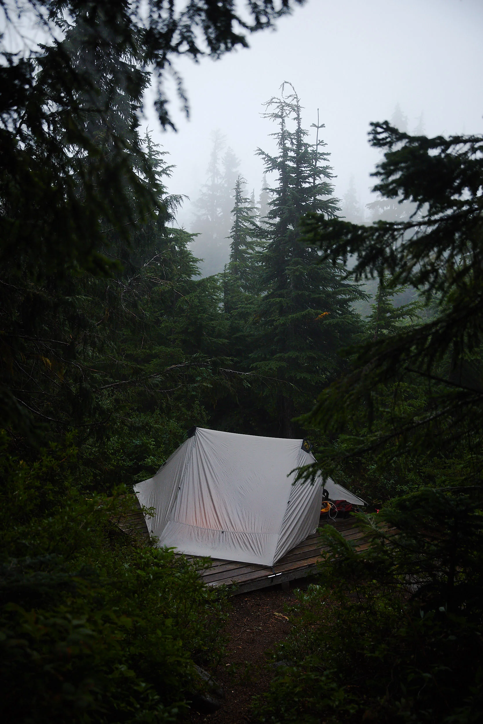 We managed to get camp setup before it got pretty socked in and the rain started.