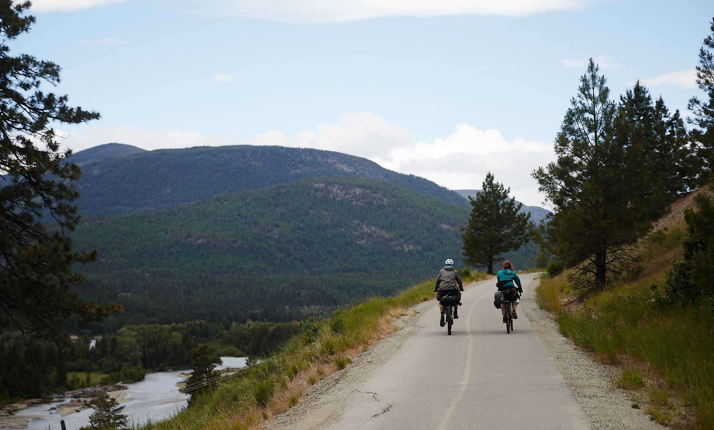  The next morning we made our way towards the base of the Gray Creek Pass, with the first stretch of trail along a beautiful paved bikeway. 