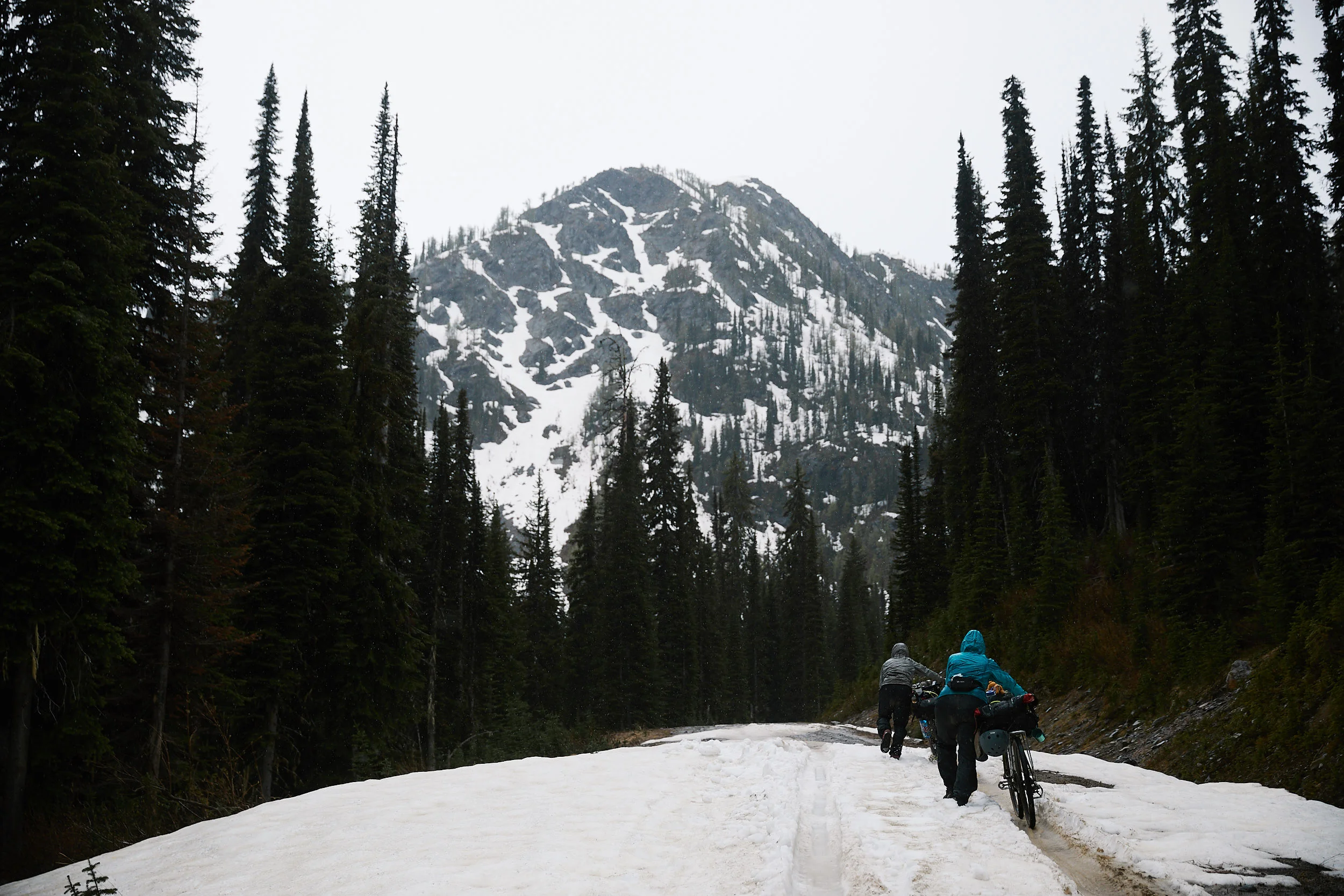 Snow! While it was tough pushing the bikes through the snow, thankfully it wasn’t impossible.