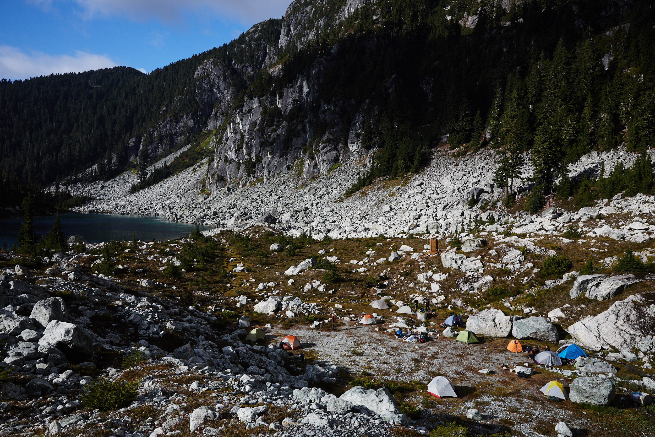 Once we setup camp, we continued up behind the lake to attempt Martin peak. 