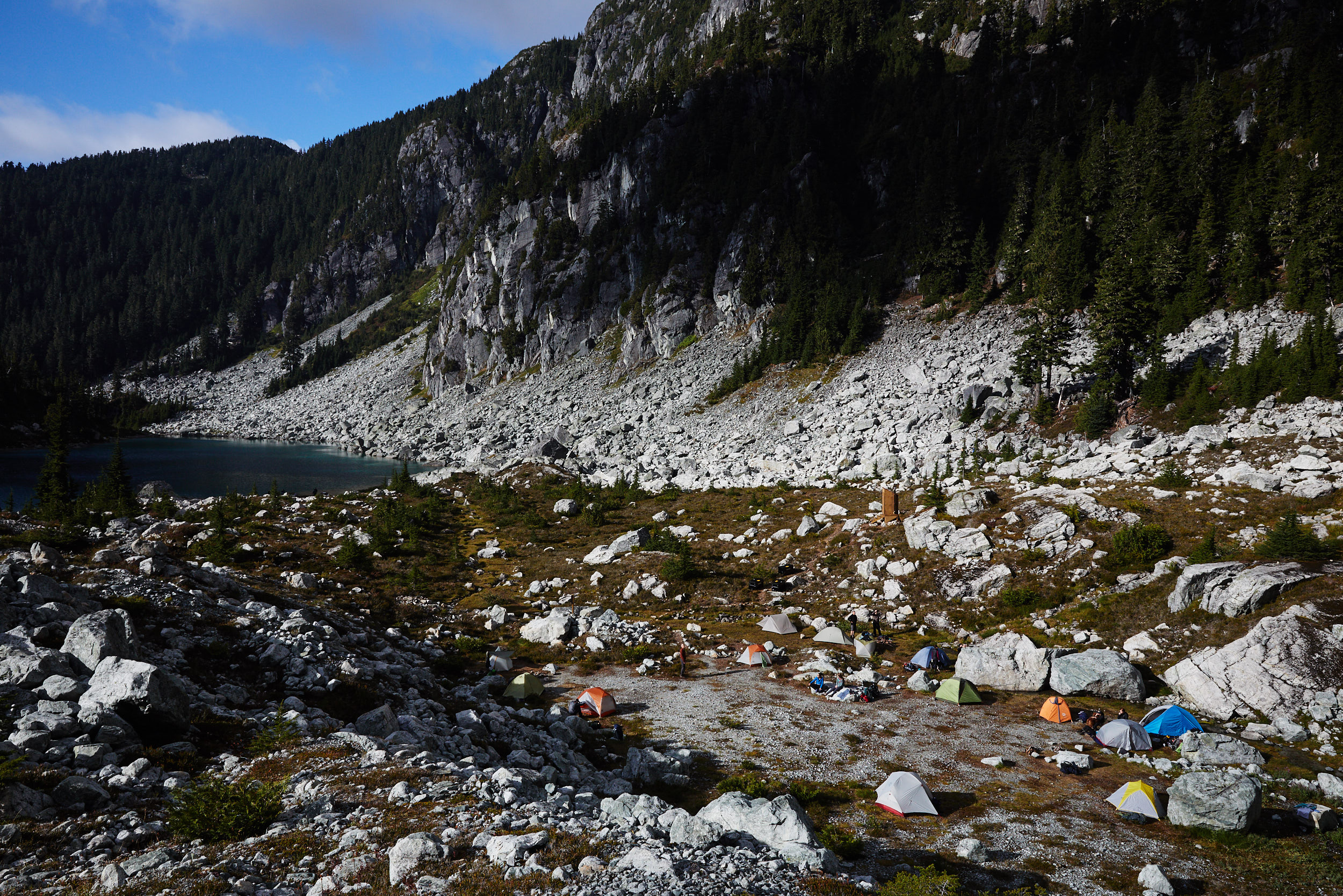Once we setup camp, we continued up behind the lake to attempt Martin peak.