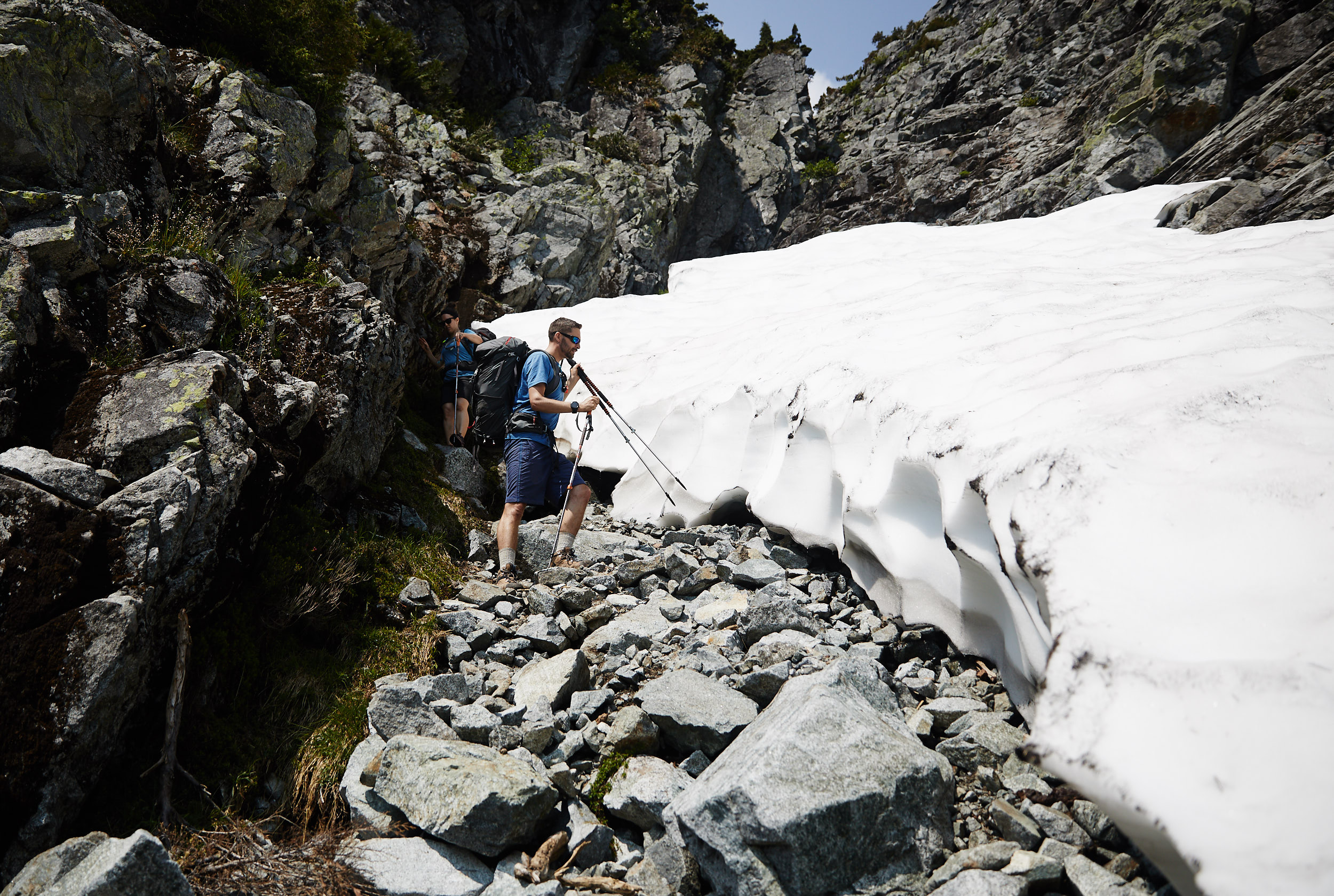  Once at the base of lions we encountered quite a bit of snow. We did not have crampons or ice axes with us so went down and up around the snow to avoid it. 