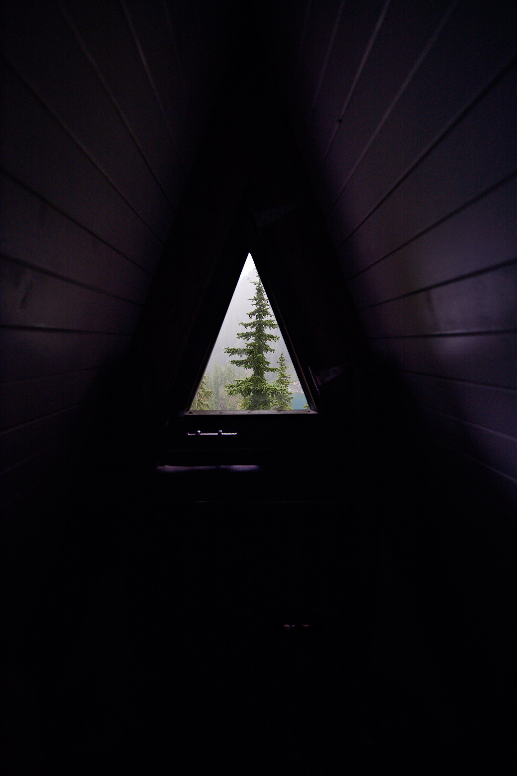  View from inside the top floor of the hut. 