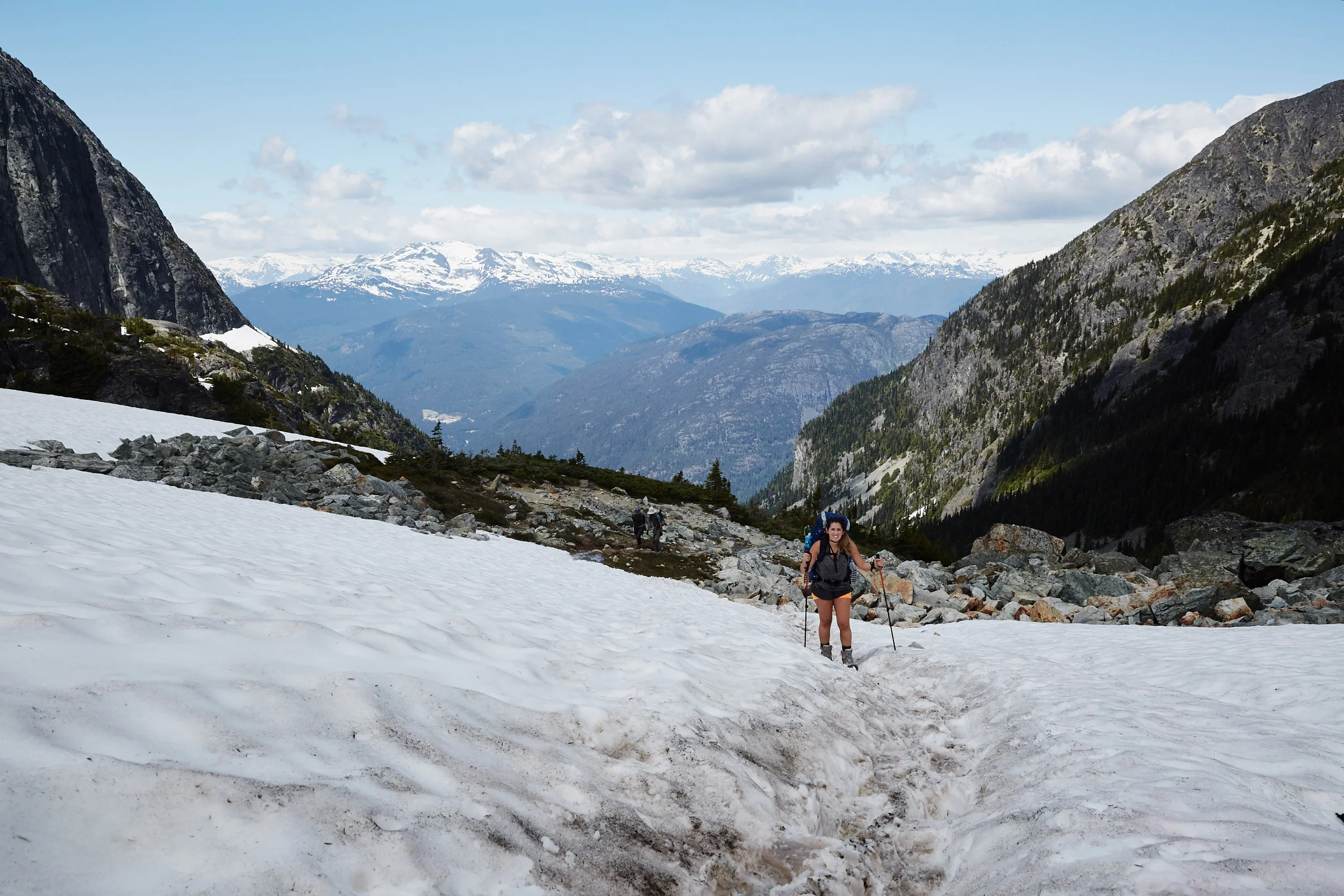 There was only a little bit of snow remaining in patches at the very top. No snowshoes or micro spikes required.