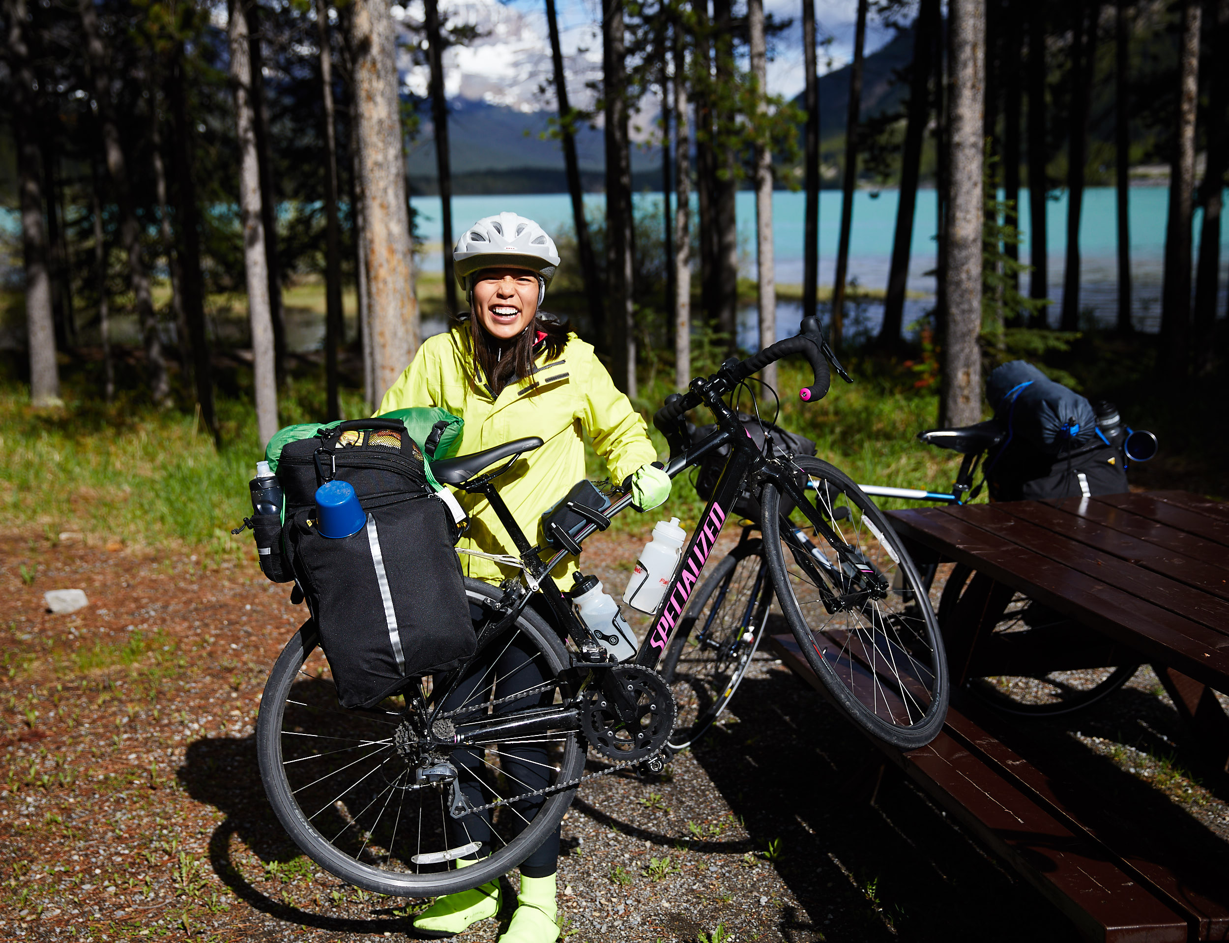 Michelle lifting her bike “unassisted”