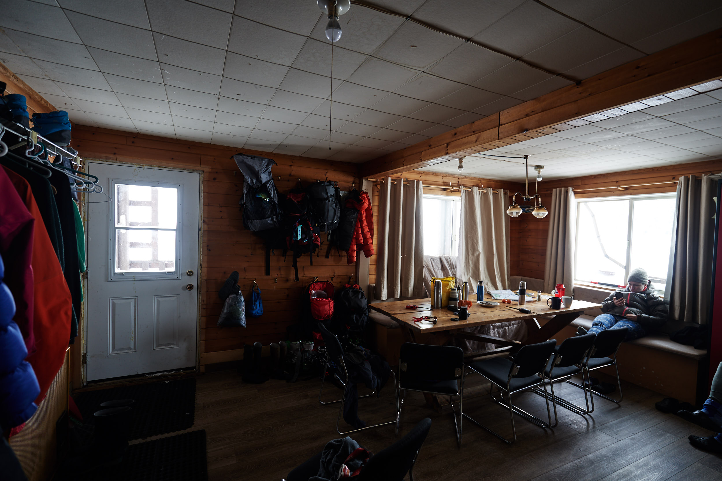  The hut was spacious with tons of places to hang your gear to let it dry each day. 