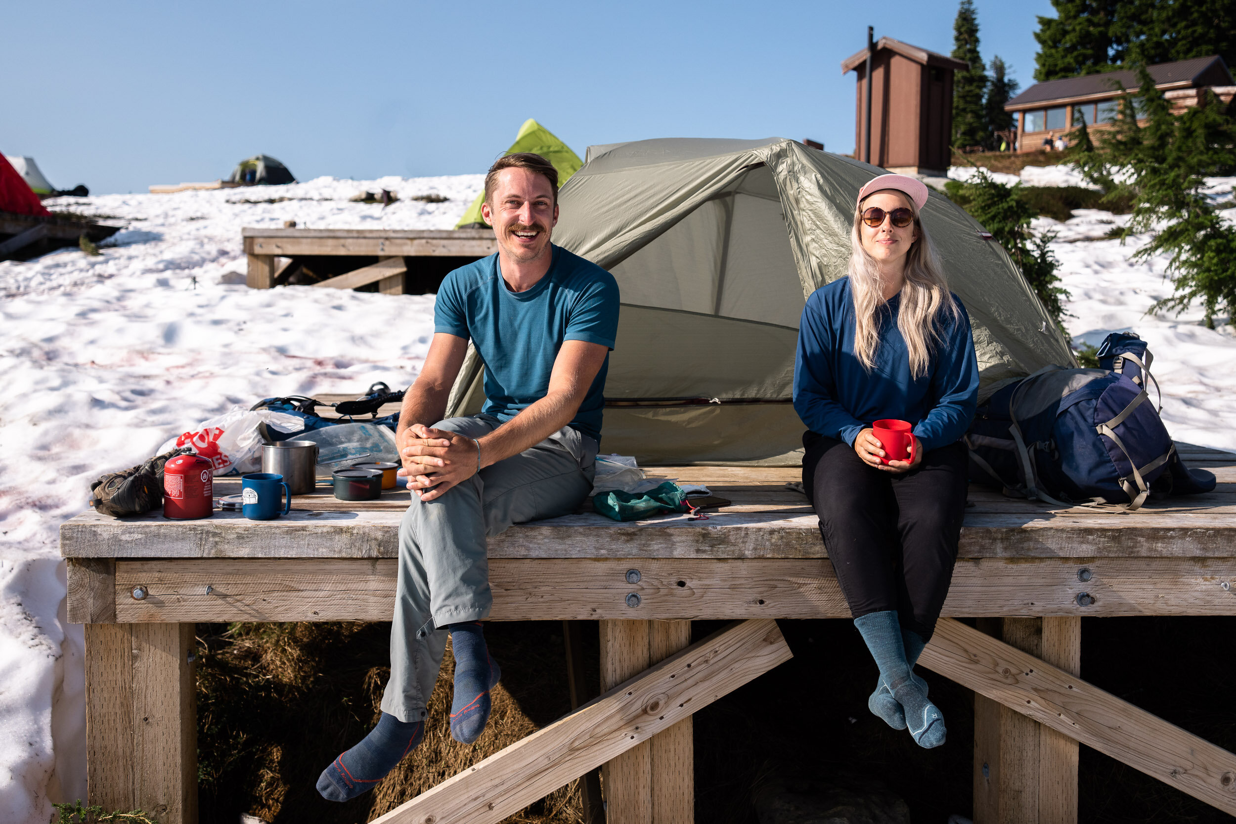  Some morning coffee before packing up and hiking back down. 