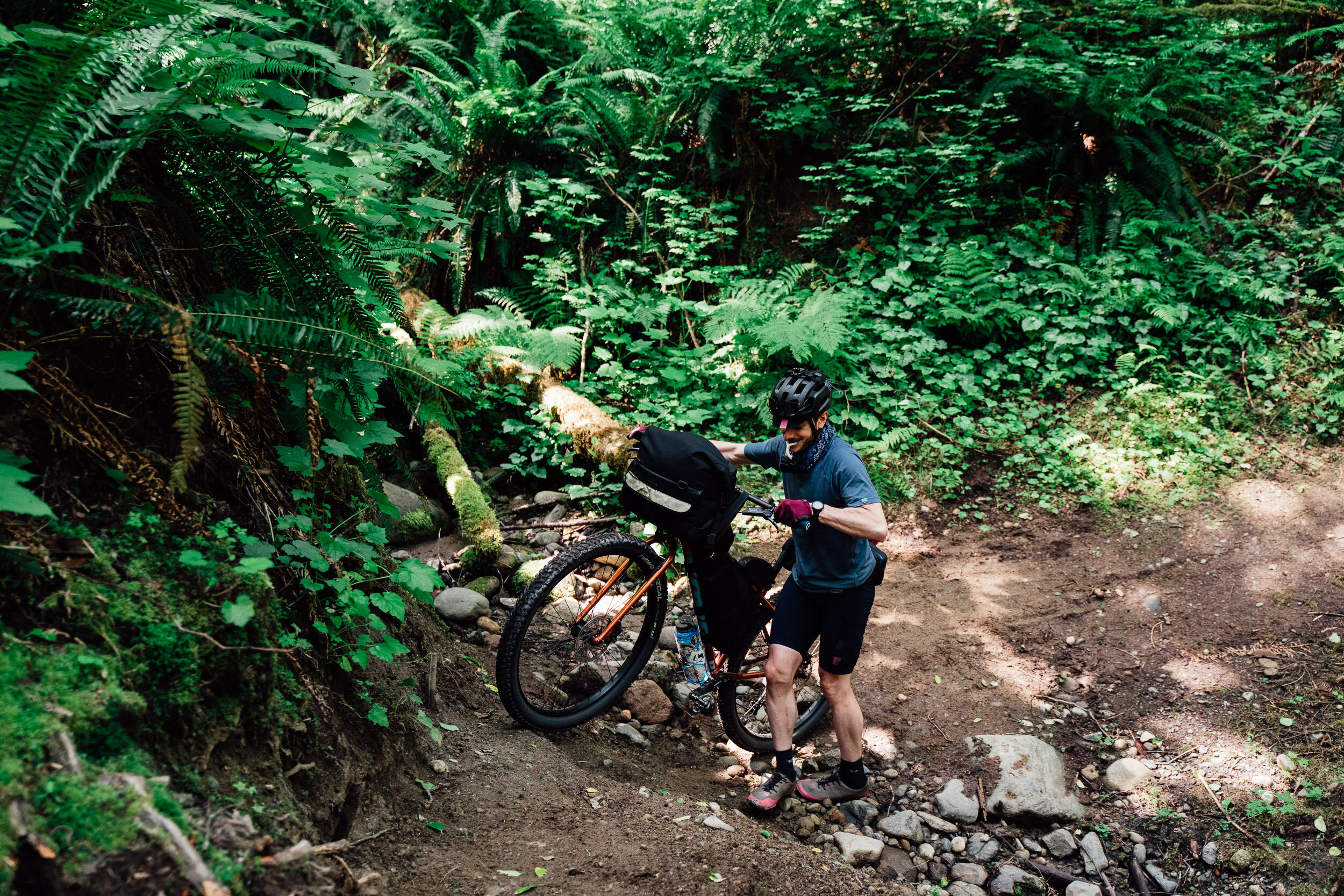  The trail quickly changed to an extremely rough single track that had us getting off the bikes often. This section from Cultus Lake to Chilliwack Lake would have been much better with a proper mountain bike. 