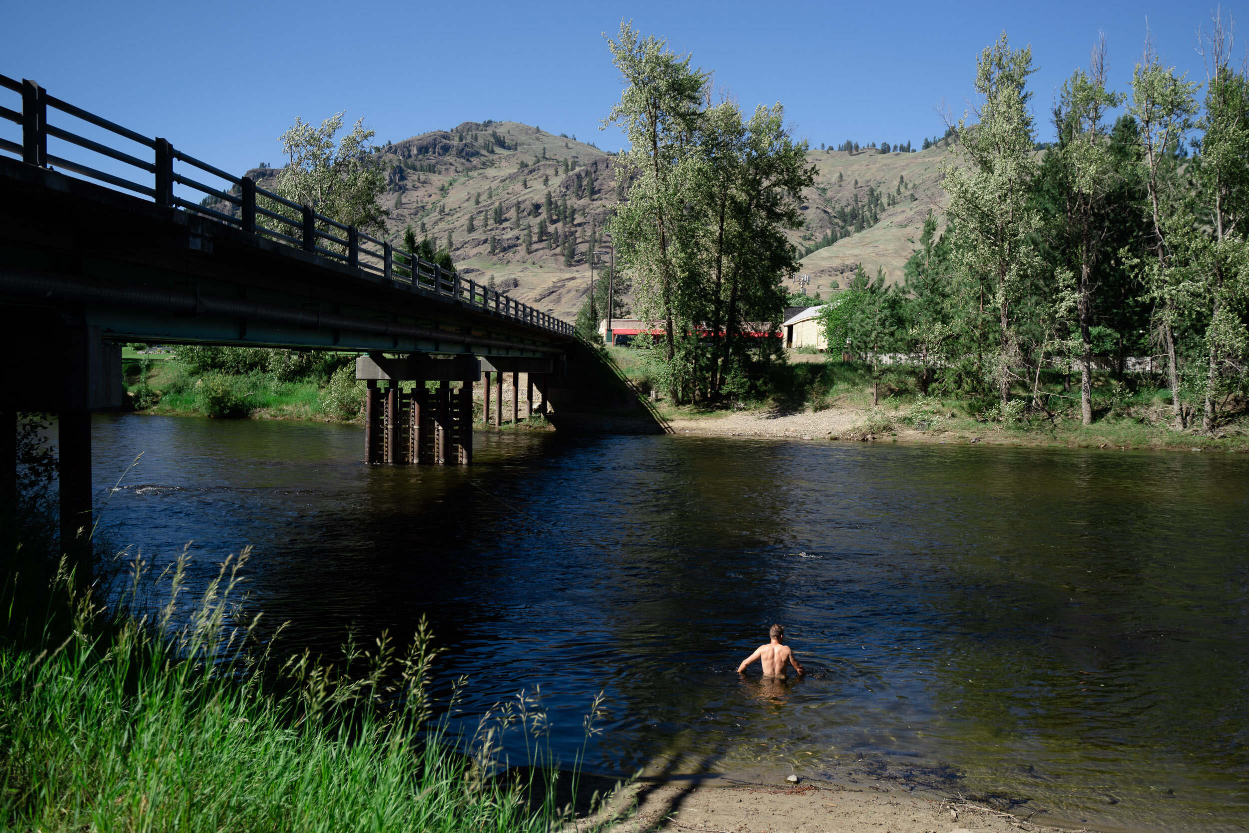  Another instense day of heat had us seaking out some relief in a nearby river in the town of Midway. 