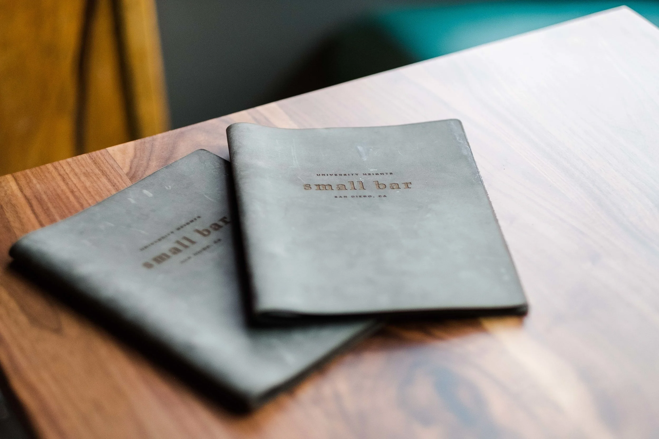 Locally crafted leather menu books