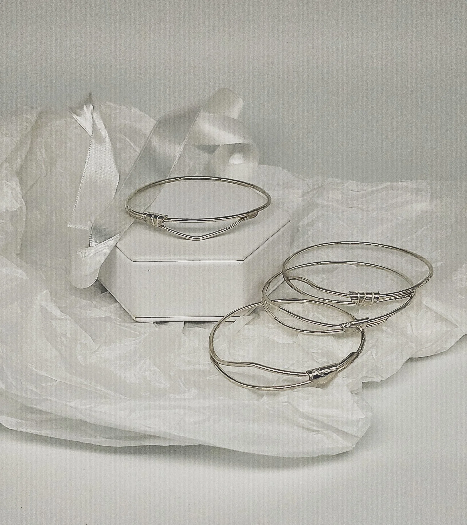 Foldover Open Bypass Bangle Bracelet