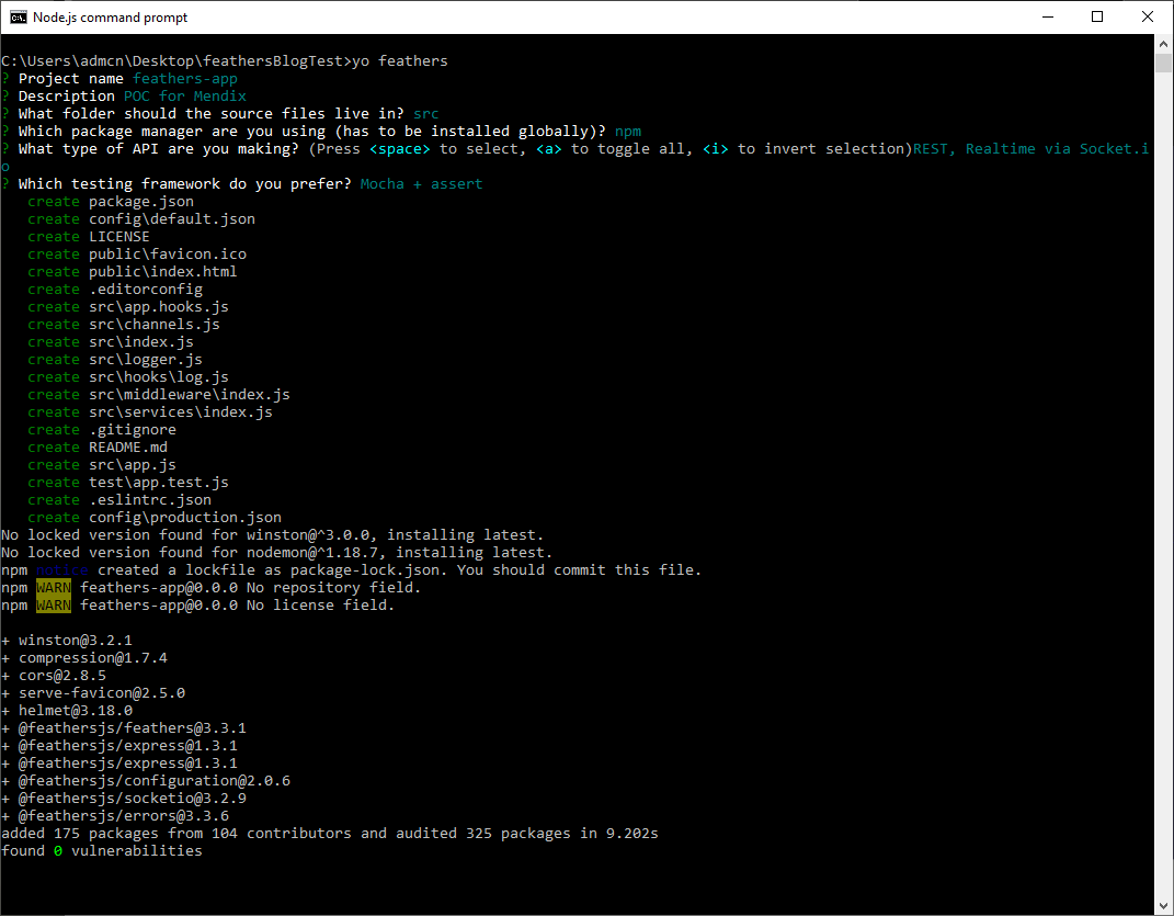 Node JS output