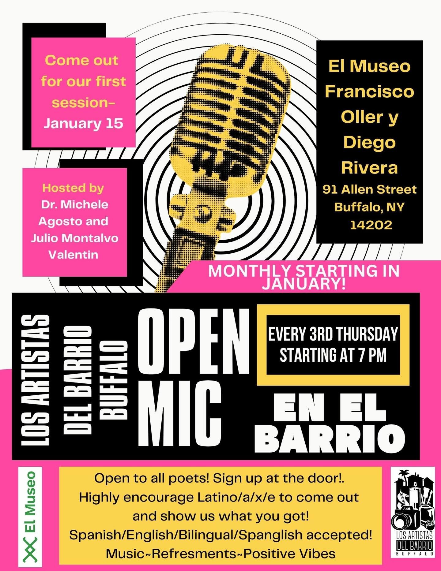OPEN MIC en el BARRIO:  Monthly Poetry and Open Mic Nights @ El Museo