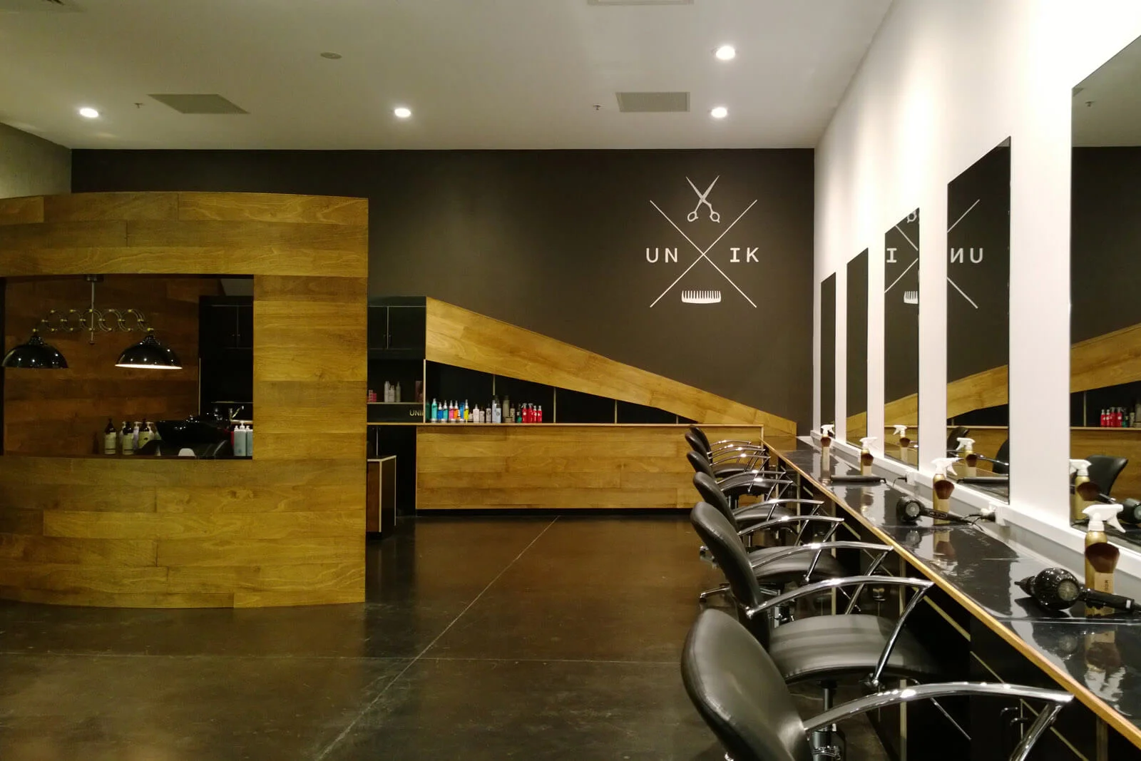 unik hair dresser logo wall mural, point cook