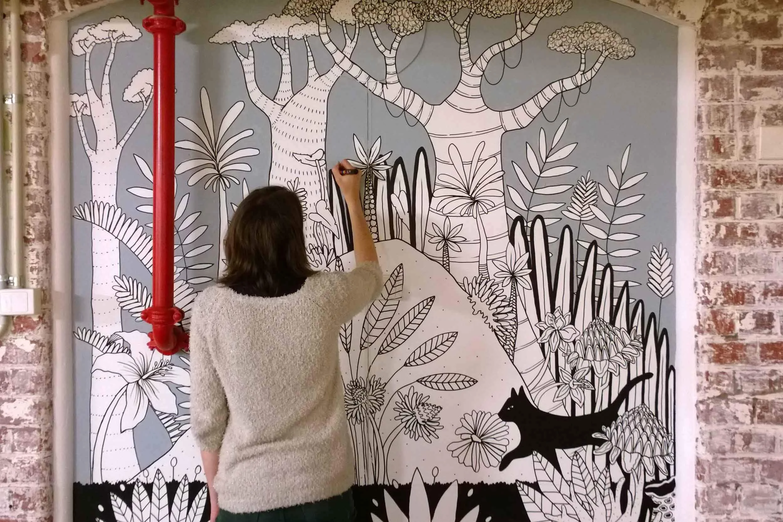 fawn gallery co-working space mural, kensington