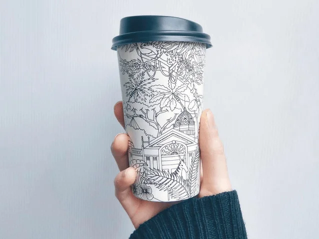 bio pack coffee cup illustration