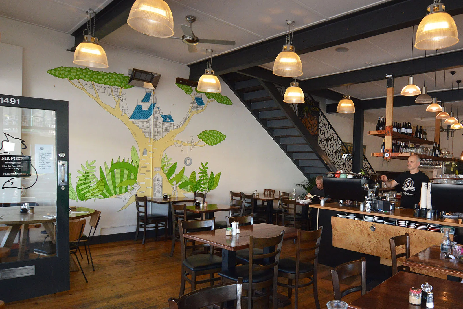 mr. foxx cafe wall mural, glen iris