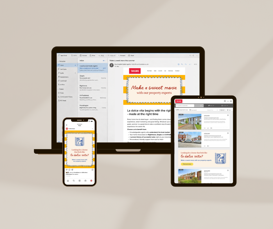 Digital email, social and website ad examples.