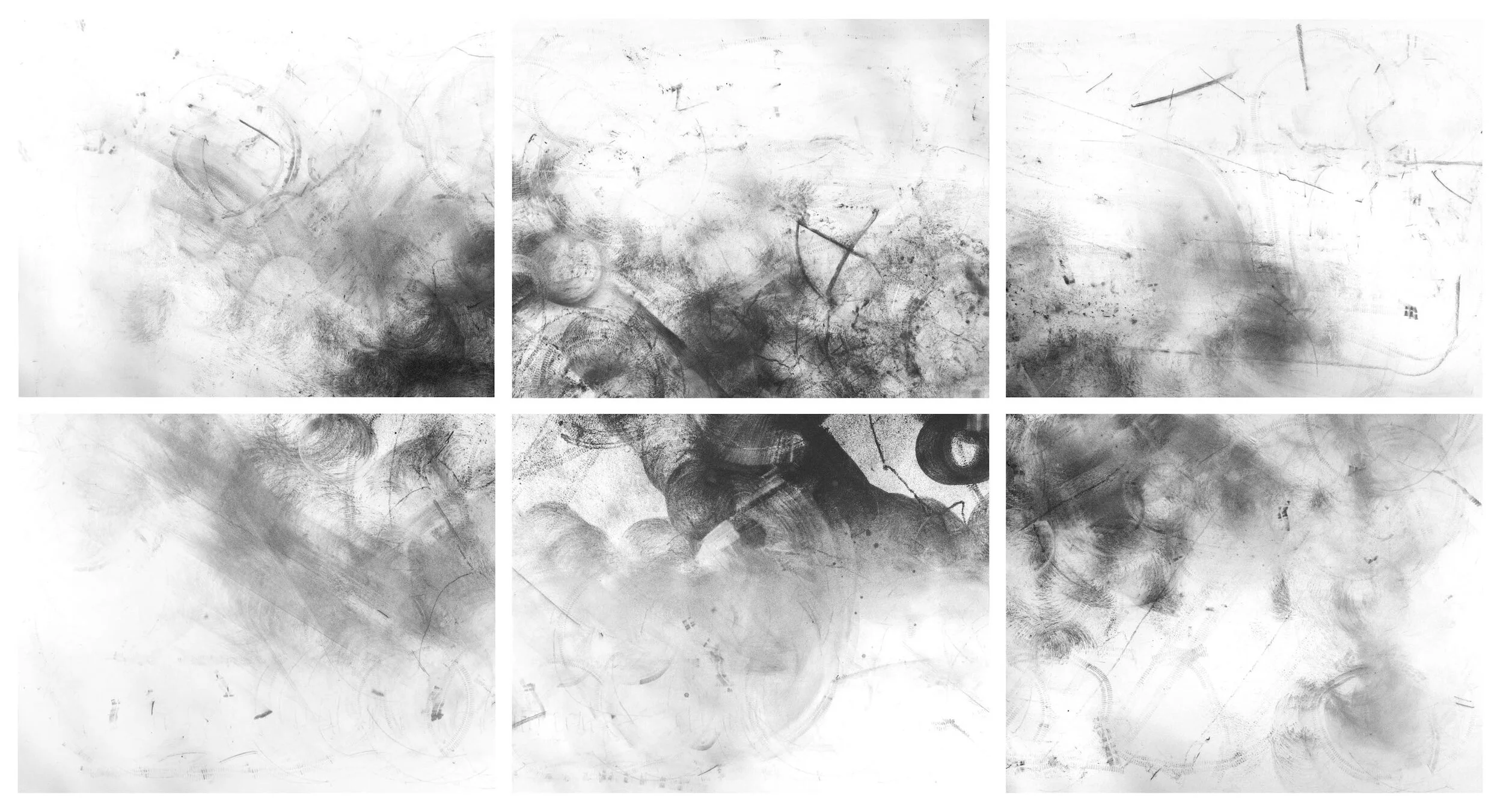 Contending with the Unreasonable Silence of the Universe , Charcoal and spray adhesive on 100% cotton mat, Framed in hand waxed Tasmanian oak, 84.5 x 104.5cm (x 6)
