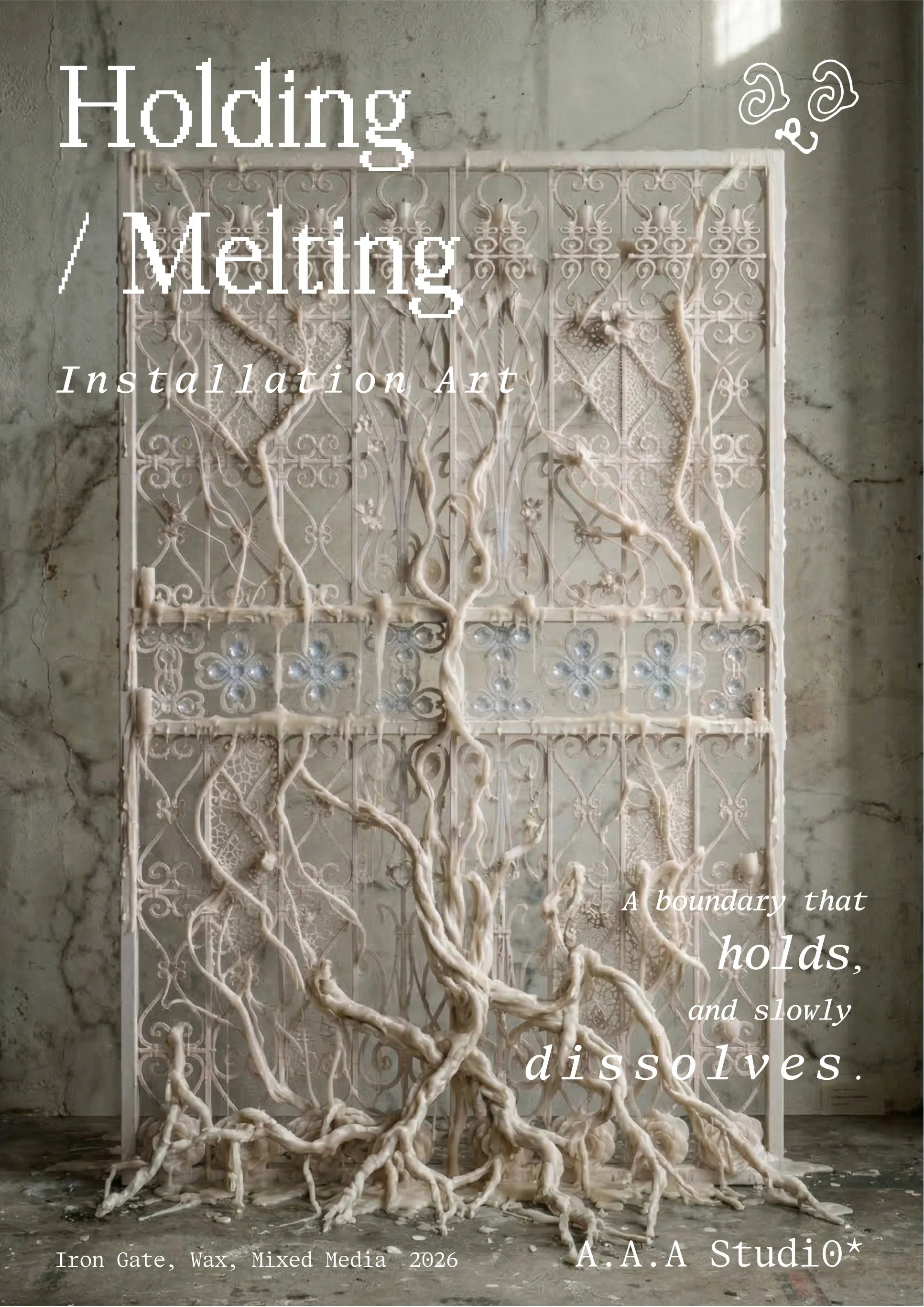 A.A.A Studi0*, HOLDINGMELTING ：Soft Boundary, Iron Gate , Wax, MIxed Media, 180cm x 100cm, 2026, price by inquiry 