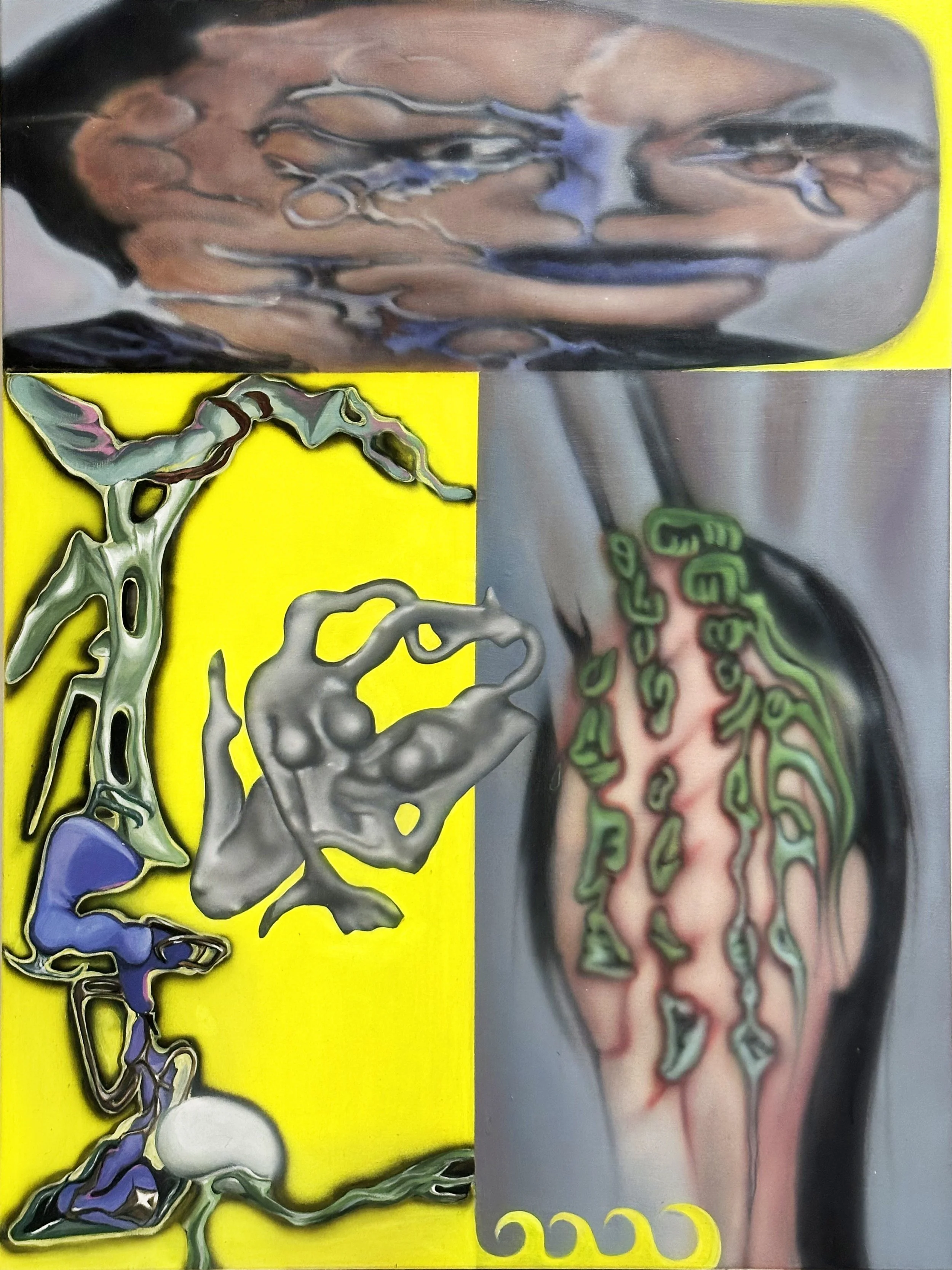 Jent DO, ccGAN_remix04. Acrylic on canvas, Mixed media, 70cm x 100cm, 2025, $2500