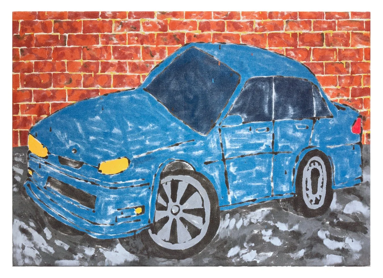 Blue Commodore Brick Wall