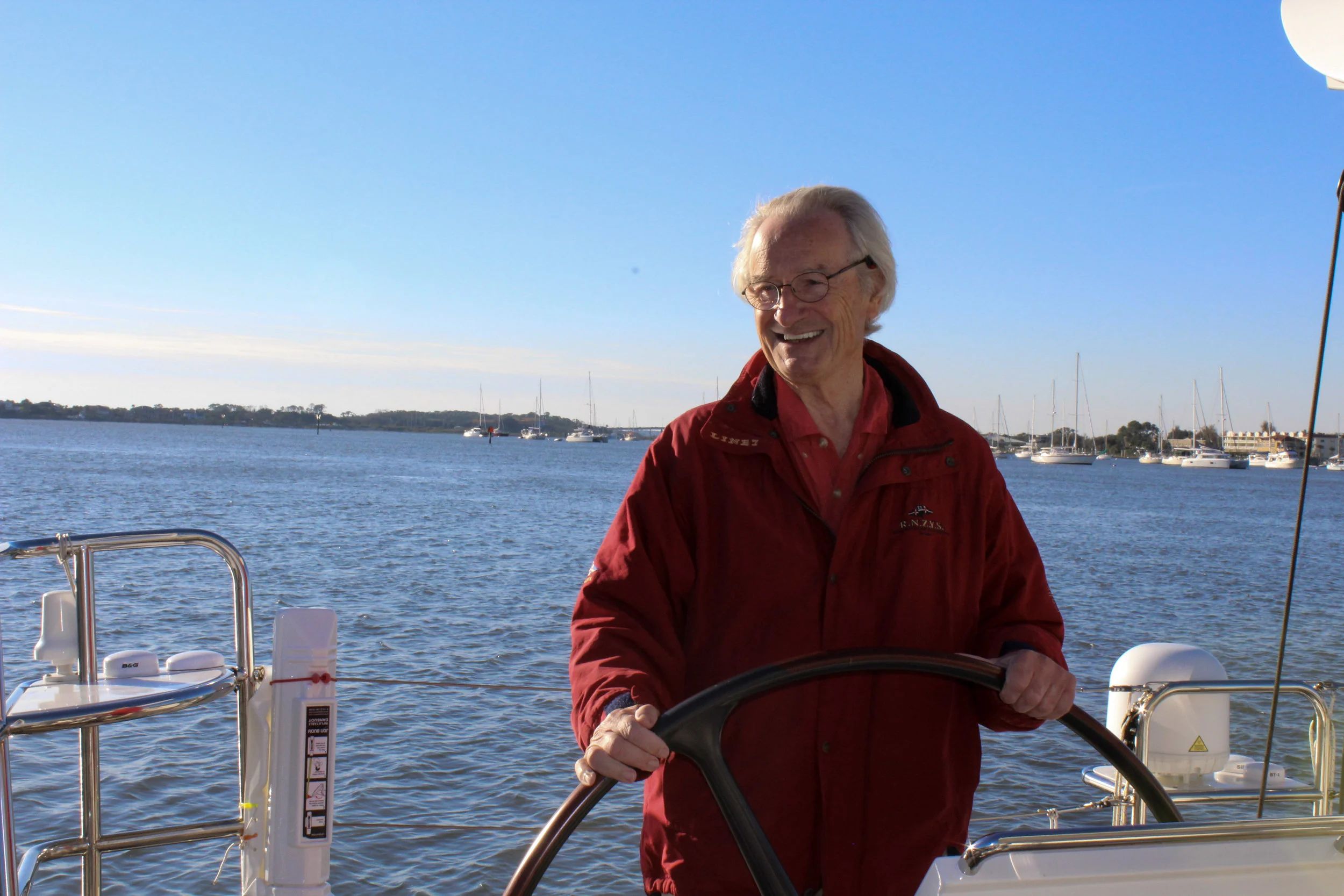 Stanley Paris on the Kiwi Spirit II. This boat, he said, would be easier for one person to navigate by themselves.