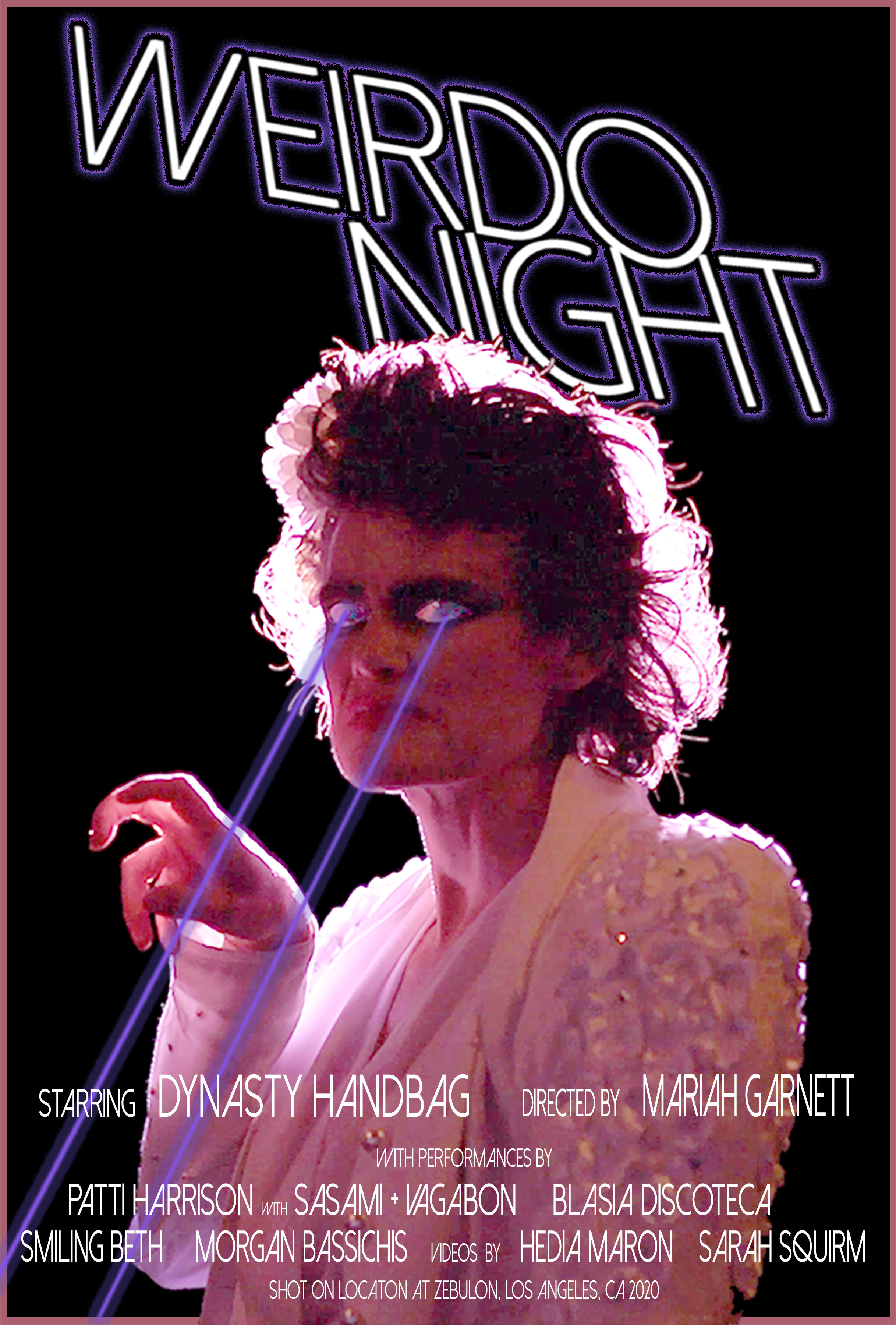  43min, HD video, 2020.  (created by Jibz Cameron, directed by Mariah Garnett)   Weirdo Night  (The Movie) is an official  Sundance New Frontier  selection, 2021! Tickets go on sale Jan 7.   Download DPK   Shot during COVID,  Weirdo Night  (The Movie