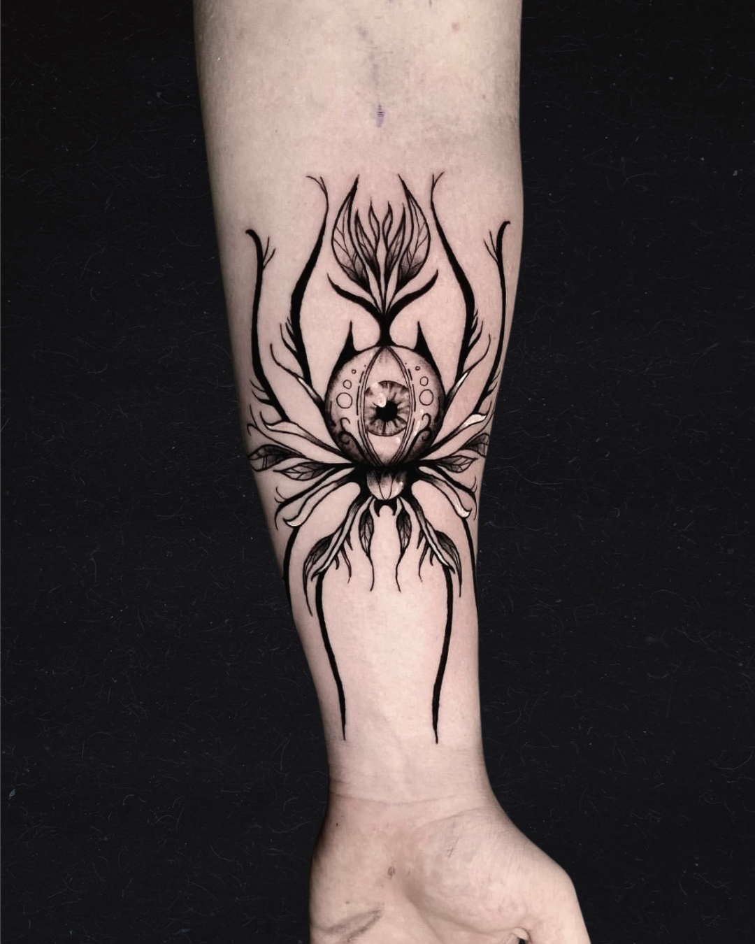 Animal and Flora Tattoo of a Spider