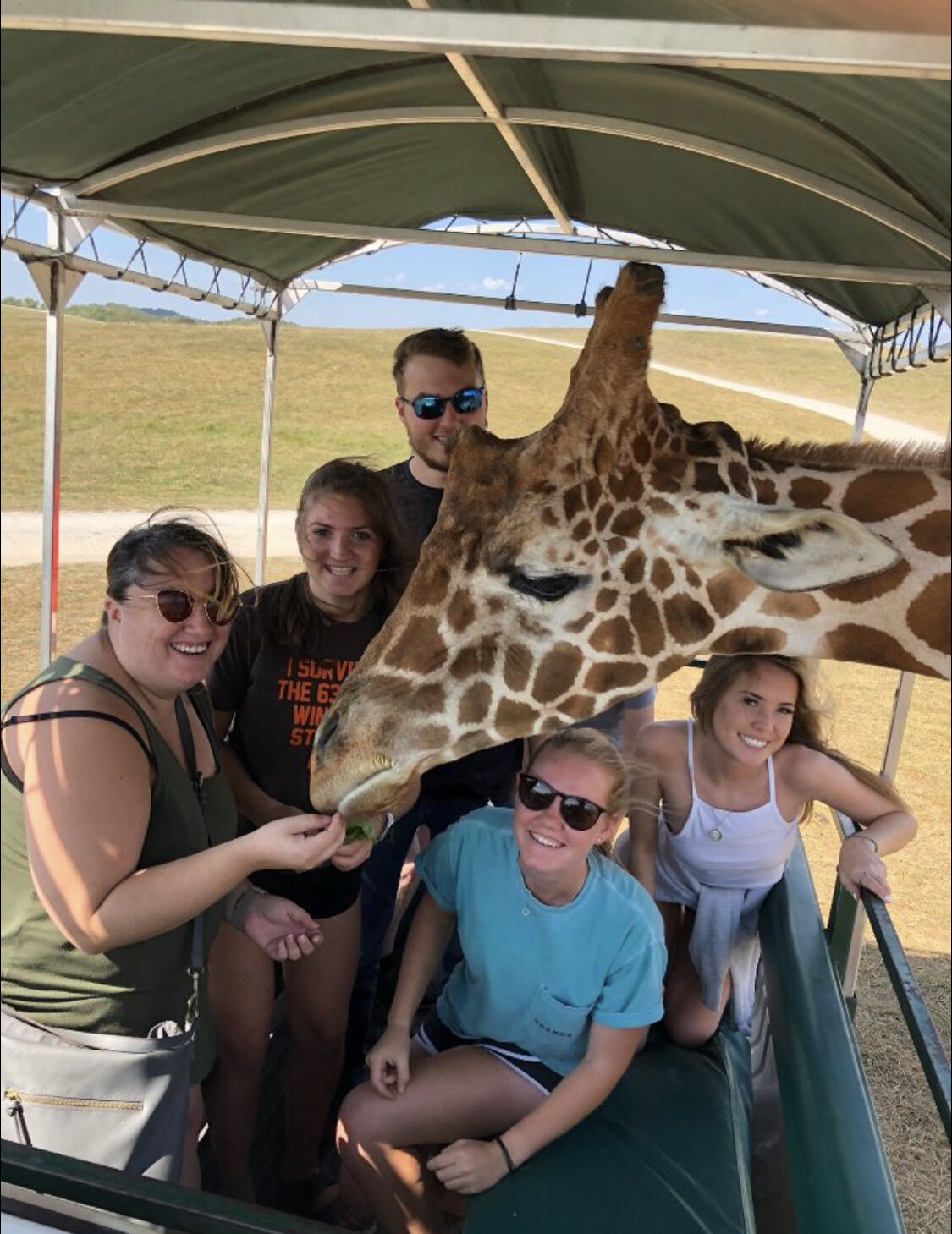 With OWU students (clockwise) Chase Patton '21, Mason Rickard '21, Sydney Mullett '21, and Alyssa Baxter '21, on an Animal Geographies field trip to The Wilds 