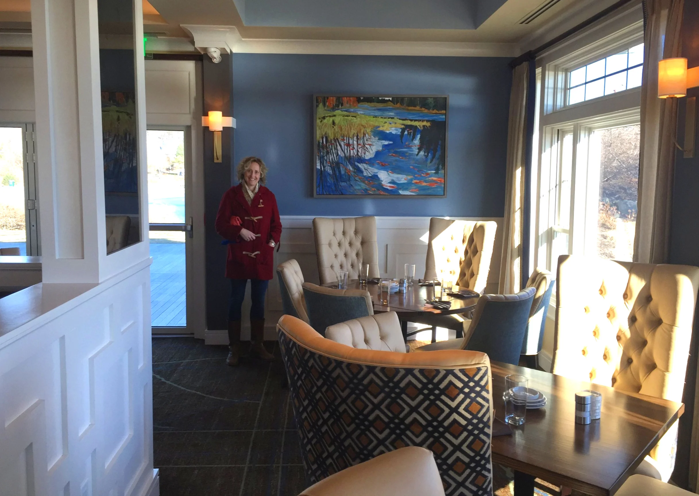  Install shot of my painting that was installed in the dining room at the Stage Neck Inn in York, Maine    60 X 40 inches, Oil On Canvas 