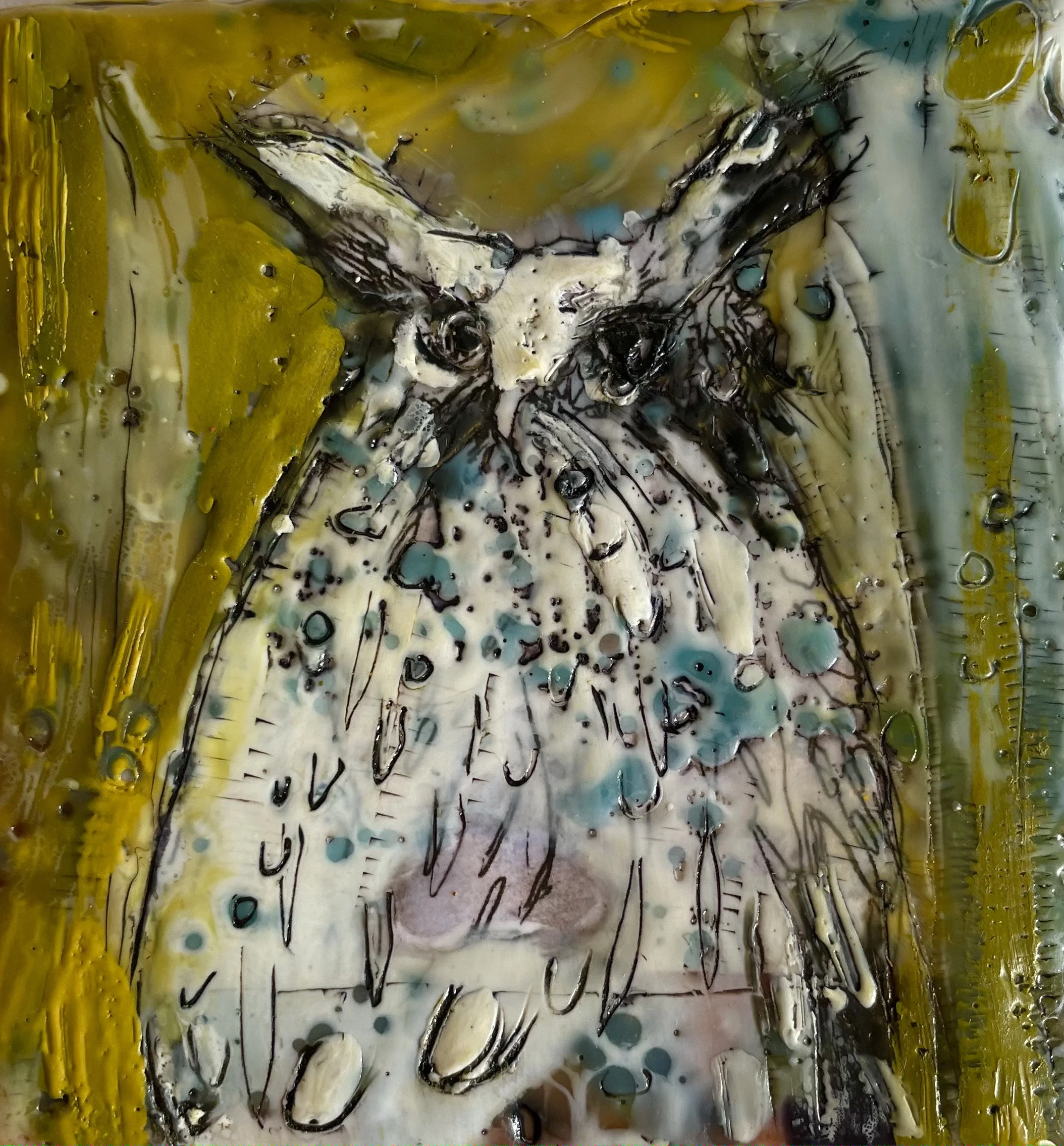 Little Horned Owl with Green