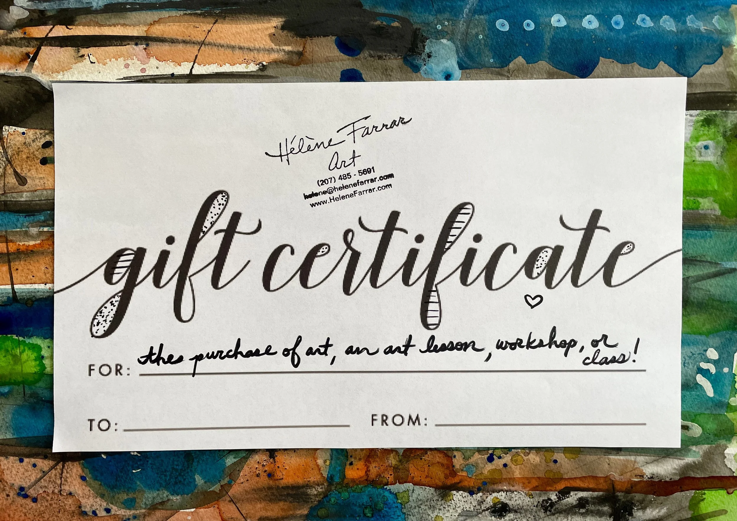 Gift Certificate for 1 hour private lesson or towards original art purchase