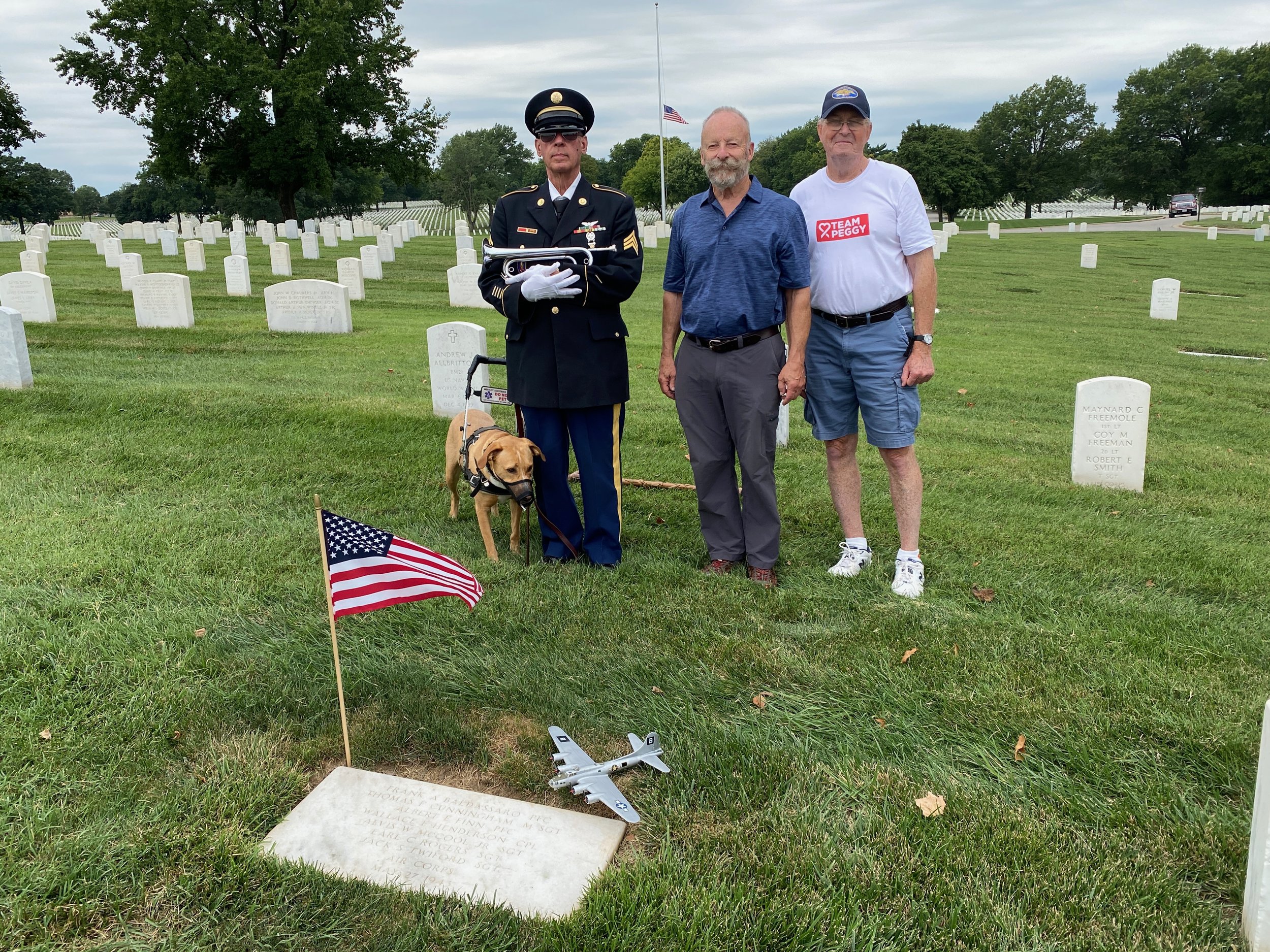  Jefferson Barracks bugler Jack Poitras with Russ McKnight and Paul Dillon. Photo taken September 2021 
