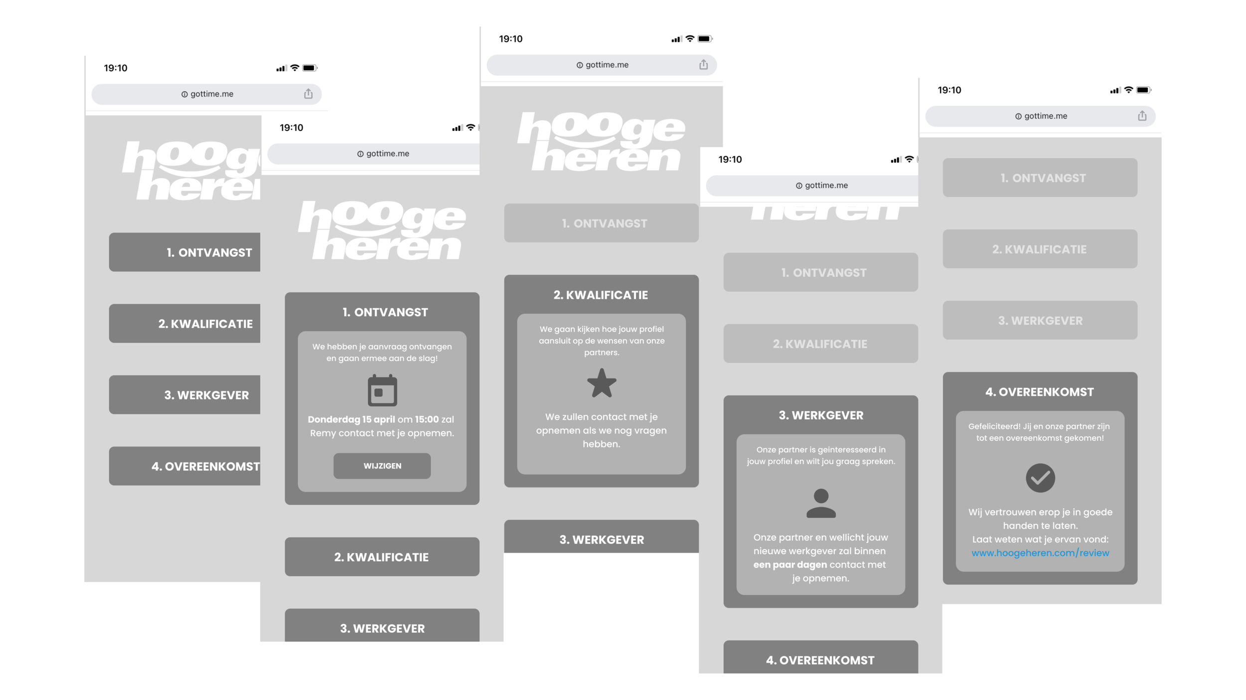 Wireframes of the Status Checker