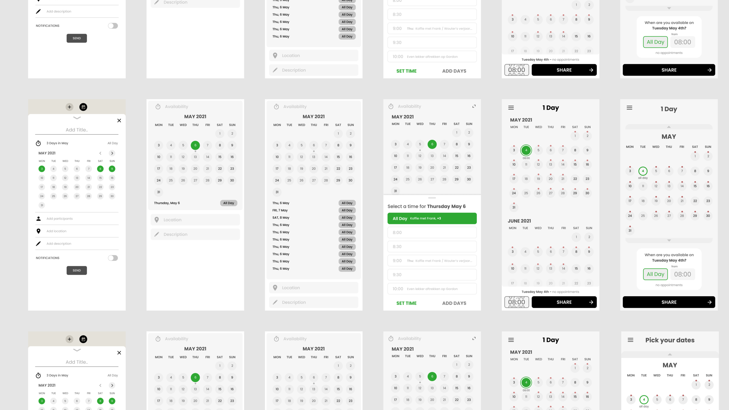 The wireframes of testing out different layouts.